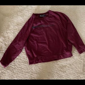 Burgundy Cropped Under Armour Crew Neck Sweatshirt